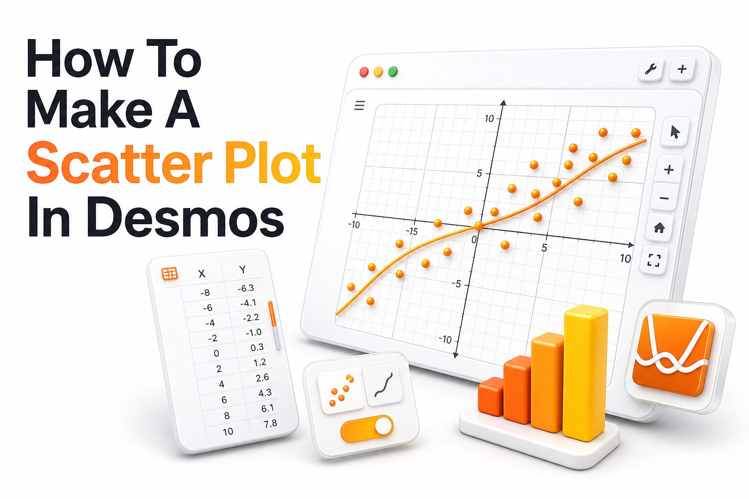 how-to-make-a-scatter-plot-in-desmos Scatter plot of sample data points on a Desmos graphing calculator grid